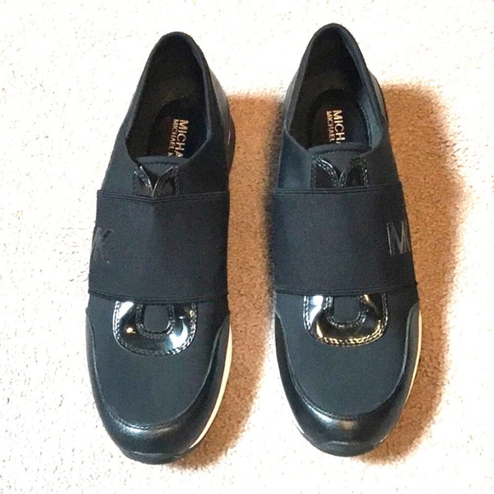 Michael Kors Black Patent and Elastic Trim Slip-on Shoe. 9M